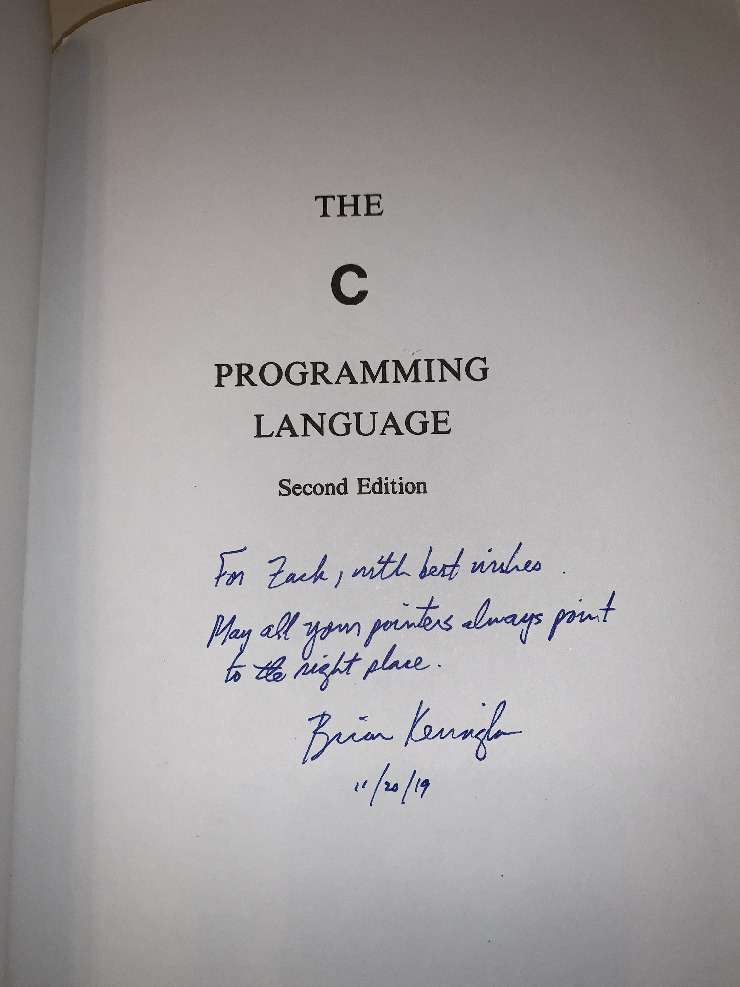 The C Programming Language, signed by Brian Kergnighan